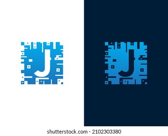 Initial letter J and chip card vector logo design