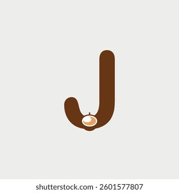 Initial Letter J Coffee Cup logo design. Coffee Shop design concept alphabet font. Vector Illustration.