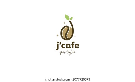 Initial letter J coffee logo design with playful style