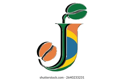 Initial letter J coffee logo design with playful style