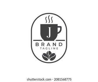 initial Letter J Coffee Shop Logo. Minimal Coffee House Logo Vector illustrations.