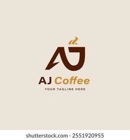 Initial Letter A and J combined as monogram logo design vector for coffee shop, cafe or coffee product