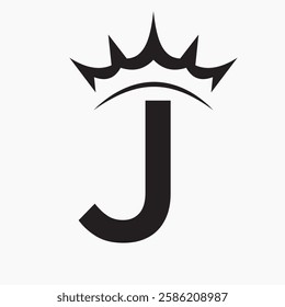 Initial Letter J Crown Logo Concept For Fashion and Beauty Symbol Vector Template