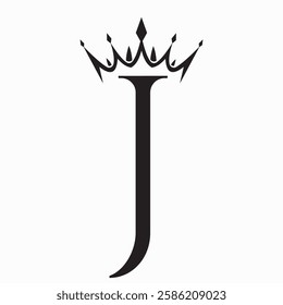 Initial Letter J Crown Logo Concept For Fashion and Beauty Symbol Vector Template