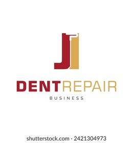 Initial Letter J Dent Repair Icon Logo Design Template