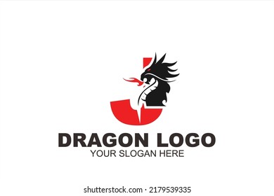 initial Letter J dragon logo