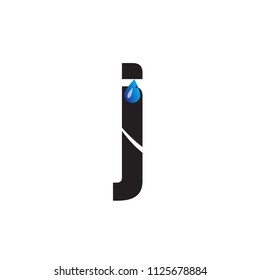 Initial Letter J  With Drop Water Logo