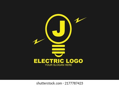 Initial Letter J Electric Lamp Logo