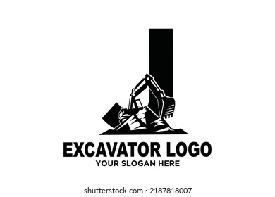 initial Letter J excavator  logo