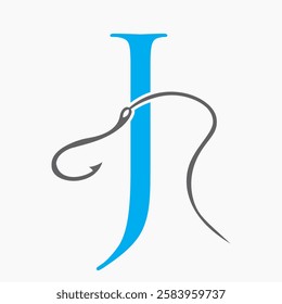 Initial Letter J Fishing Hook Logo Design Concept For Fishing Logo Company