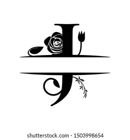 Initial letter j floral graphic design template