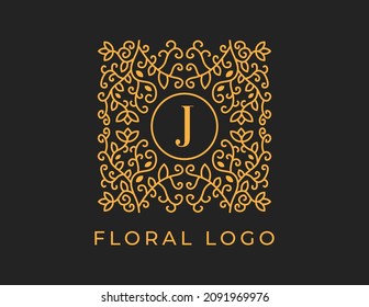 initial letter J Floral Logo Vector Design illustrations Template. 
Vector Logo design for natural products, flower shop, cosmetics, Organic, ecology concepts, health, spa.