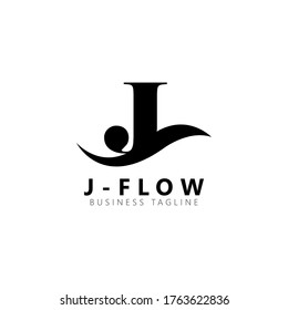 Initial letter J flow logo vector design template. Black letter isolated on white background. Can be used for company logo or symbol