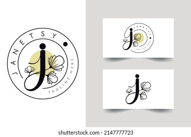 Initial letter J, flower handwriting logo design, vector logo for women beauty, salon, massage, cosmetic or spa brand.