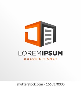 Diseño del logotipo de la puerta de garaje de la letra inicial J