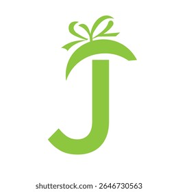 Initial Letter J Gift Logo Design For Event, Anniversary, Birthday and Party Symbol