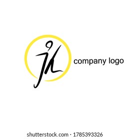 Letra inicial J H \ H J Escritura a mano y logotipo de firma