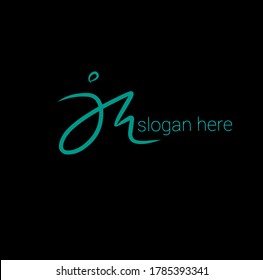 Initial Letter J H \ H J Handwriting and Signature Logo