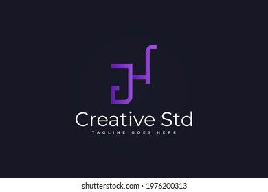 Initial Letter J and H Logo in Purple Gradient. JH Logo Usable For Business or Identity Logos. Vector graphic design template element