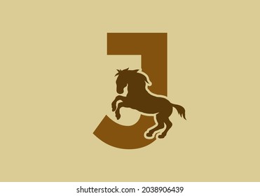Initial letter J with horse shape design