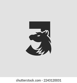 Initial letter J with horse vector logo design. Horse Letter J Illustration Template Icon emblem Isolated.