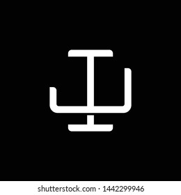 Initial letter J and I, JI, IJ, overlapping interlock monogram logo, white color on black background