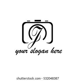 Initial Letter J Icon Logo With Vector Camera Design Template Element Black