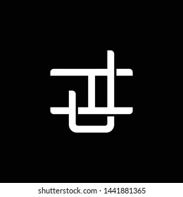 Initial letter I and J, IJ, JI, overlapping interlock monogram logo, white color on black background