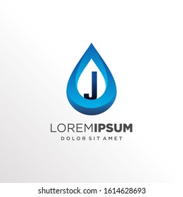 Initial Letter J inside Water Drop Logo Design
