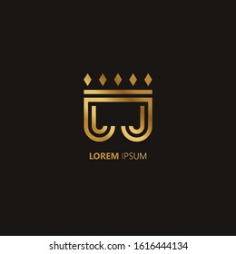 Initial Letter J JJ  linked uppercase overlap modern gold logo vector design template. Suitable for business, consulting group company. Vector Illustration.