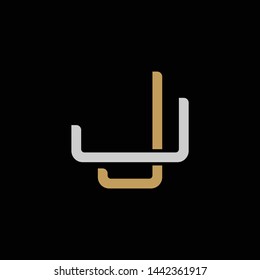Initial letter J and J, JJ, overlapping interlock logo, monogram line art style, silver gold on black background