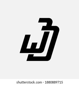 Initial letter J or JJ overlapping, interlock, monogram logo, black color on white background