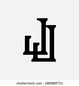 Initial letter J or JJ overlapping, interlock, monogram logo, black color on white background
