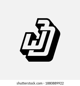 Initial letter J or JJ overlapping, interlock, monogram logo, white and black color on white background