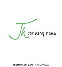 Letra inicial J K \ K J Escritura a mano y logotipo de firma