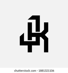 Initial letter J, K, JK or KJ overlapping, interlock, monogram logo, black color on white background