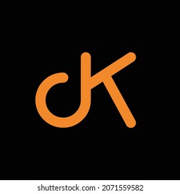 Initial letter J and K with line art style. vector logo design