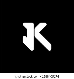 Initial letter J K logo template with bold line art abstract icon in flat design monogram illustration