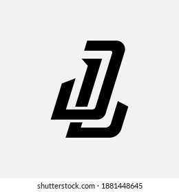 Initial letter J, L, JL or LJ overlapping, interlock, monogram logo, black color on white background