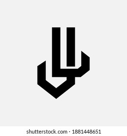 Initial letter J, L, JL or LJ overlapping, interlock, monogram logo, black color on white background
