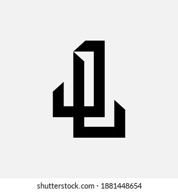 Initial letter J, L, JL or LJ overlapping, interlock, monogram logo, black color on white background