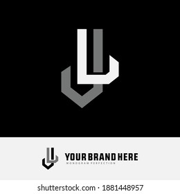 Initial letter J, L, JL or LJ overlapping, interlock, monogram logo, white and gray color on black background