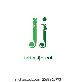 Initial letter j leaf logo design