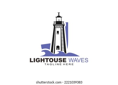 initial Letter J lightouse waves logo