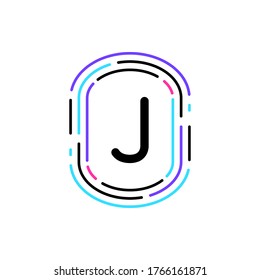etiqueta inicial de diseño de icono de línea J