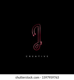 Initial Letter J line Logo Icon Abstract Techno line Vector Design Concept Red Color.
