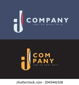 Letra inicial con logotipo vinculado I y J. Rojo y Blanco, Oro y Blanco Dos Estilo Geométrico aislado en Doble Fondo. Usable para logotipos de empresas y marcas. Elemento de plantilla de diseño de logotipo de vectores planos.