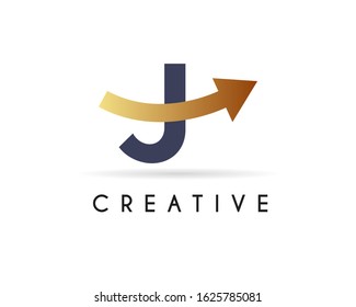 Initial Letter J Logo with arrow icon design