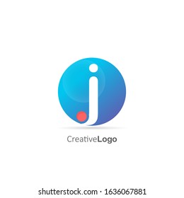 Initial Letter J Logo with Circle and dot. Design Vector Logo Template 
