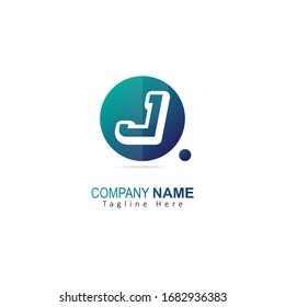 Logotipo de letra inicial J con elemento Círculo y Punto. Concepto de logotipo del vector de diseño